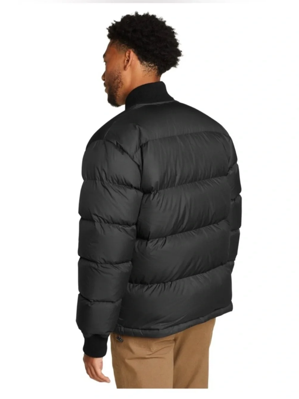 Eddie Bauer Men's Black Quilted Down Puffer Jacket Down 650